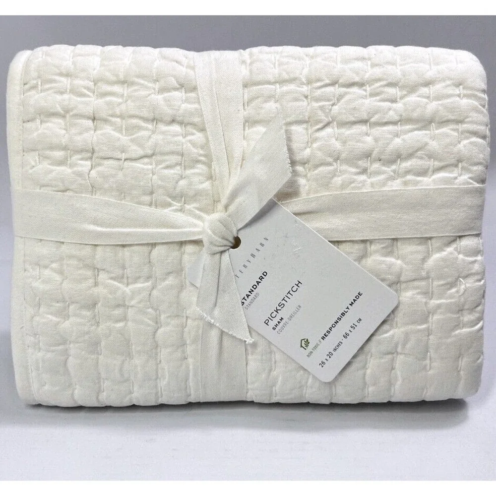 Pottery Barn Pickstitch Sham‎ Standard Size Responsibly Made Non-Toxic